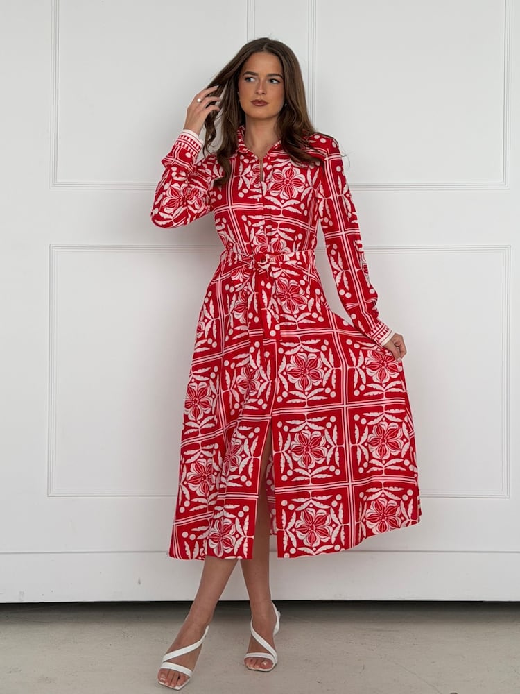 Girl In Mind Angela Long Sleeve Maxi Shirt Dress - Bild 1 von 6