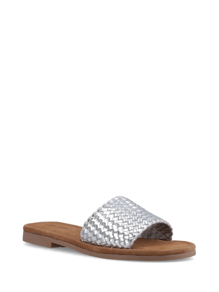 Hush Puppies Silver Hetty Slide Wide Fit Sandals - Image 2 of 5 Hush Puppies Silver Hetty Slide Wide Fit Sandals - Image 2 of 5