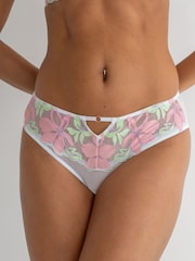 Pour Moi White Roxanne Embroidered High Leg Mesh Briefs - Image 2 of 4