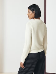 Ecru Crew Neck Long Sleeve Knitted Jumper - Image 3 of 8