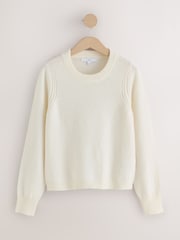 Ecru Crew Neck Long Sleeve Knitted Jumper - Image 6 of 8