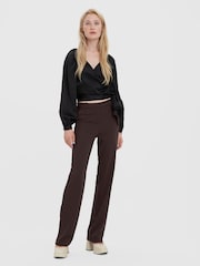 VERO MODA Brown Tailored Stretch Straight Leg Trousers - Image 3 of 5