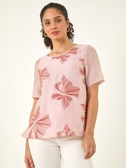 Roman Pink Floral Embroidered Tunic Top - Image 1 of 5