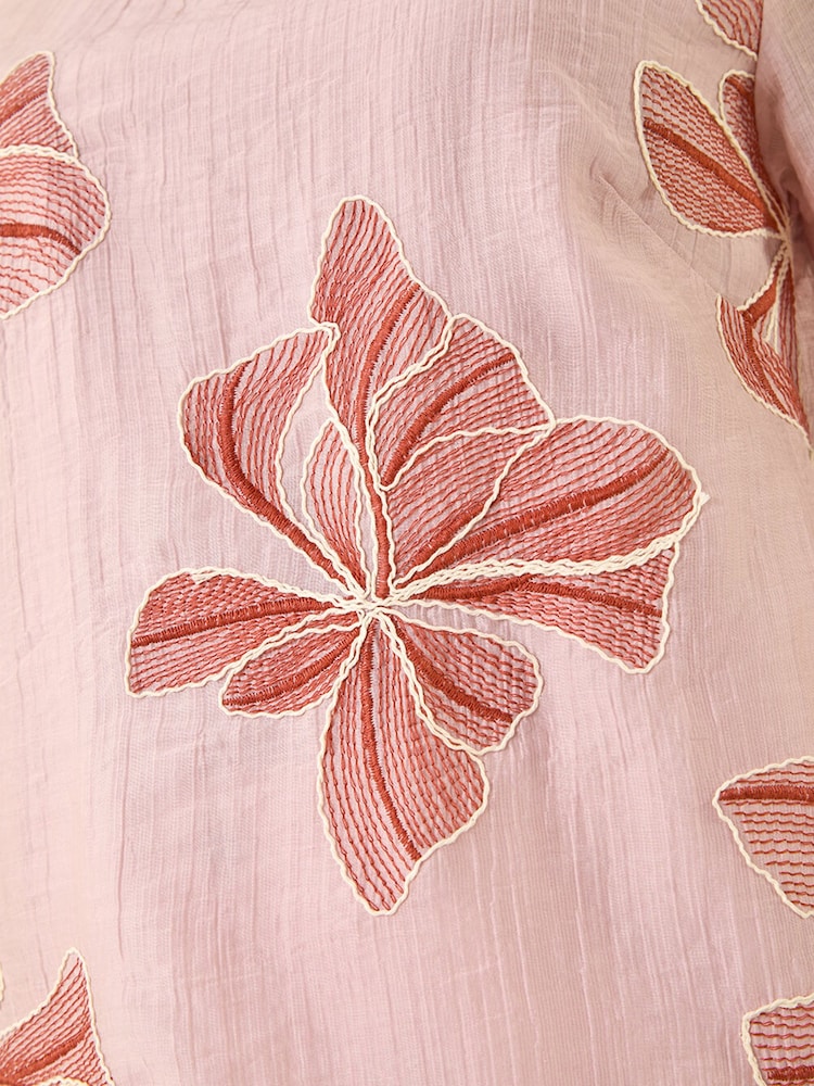 Roman Pink Floral Embroidered Tunic Top - Image 5 of 5 Roman Pink Floral Embroidered Tunic Top - Image 5 of 5