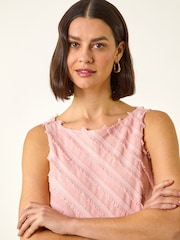 Roman Pink Fringe Detail Trim Vest - Image 4 of 5