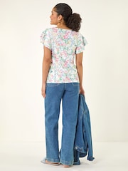 Roman White Floral Lace Textured Top - Image 2 of 5