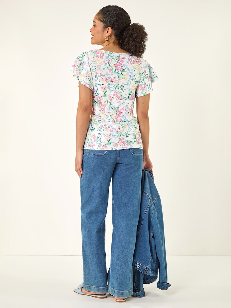 Roman White Floral Lace Textured Top - Image 2 of 5