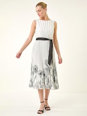 Plissert midikjole med romersk kant-Print - Bilde 2 av 5