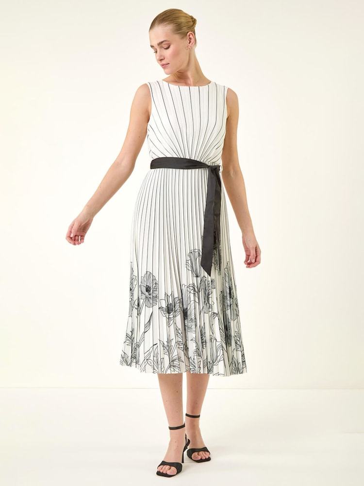 Plissert midikjole med romersk kant-Print - Bilde 2 av 5