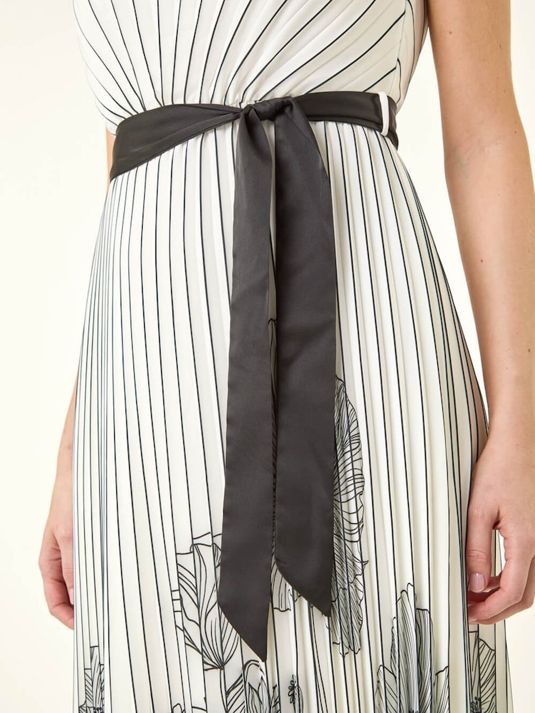 Roman Border Print Pleated Midi Dress - Imagen 6 de 6