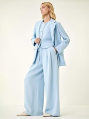 Roman Blue Fluid Tie Front Smart Trousers - Image 1 of 5