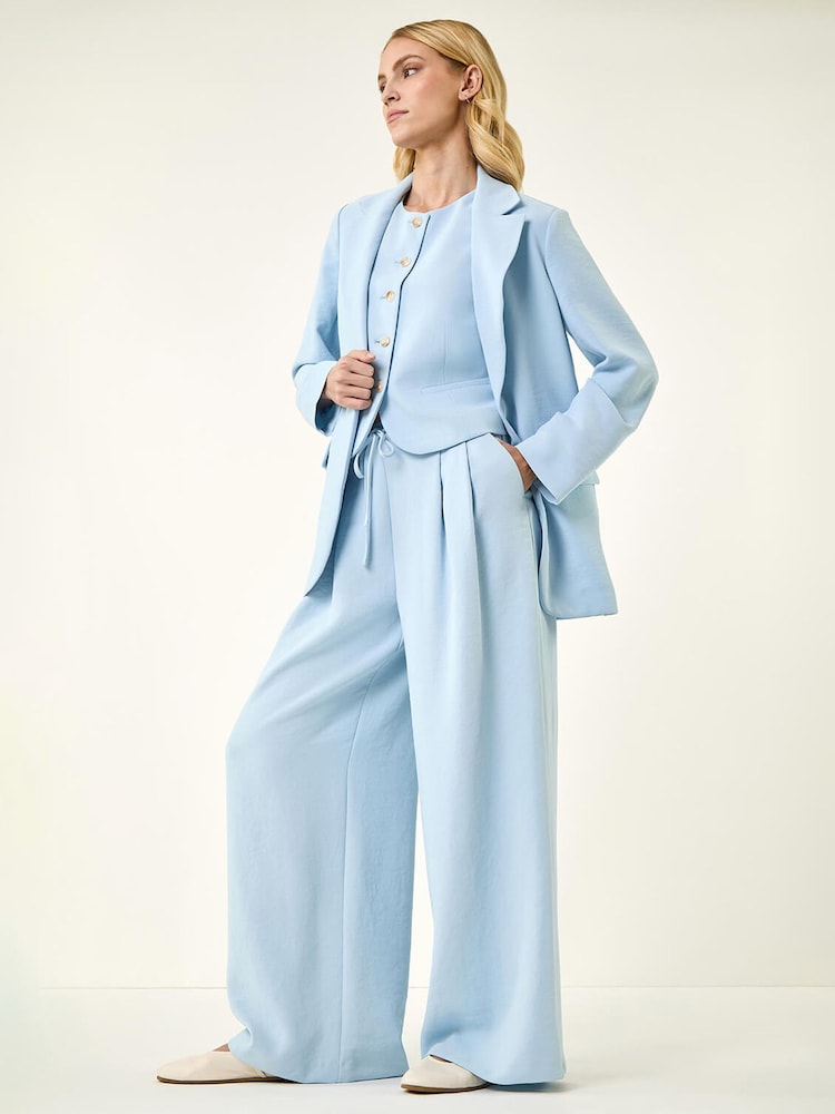 Roman Blue Fluid Tie Front Smart Trousers - Image 1 of 5