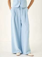 Roman Blue Fluid Tie Front Smart Trousers - Image 3 of 5