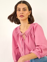 Rosa - Roman Stitch Detail Tie Front Top - Imagen 1 de 5