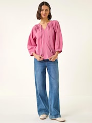 Rosa - Roman Stitch Detail Tie Front Top - Imagen 2 de 5