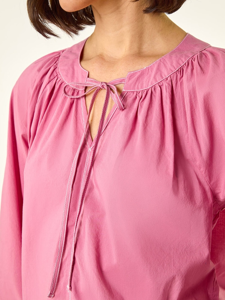 Rosa - Roman Stitch Detail Tie Front Top - Imagen 5 de 5