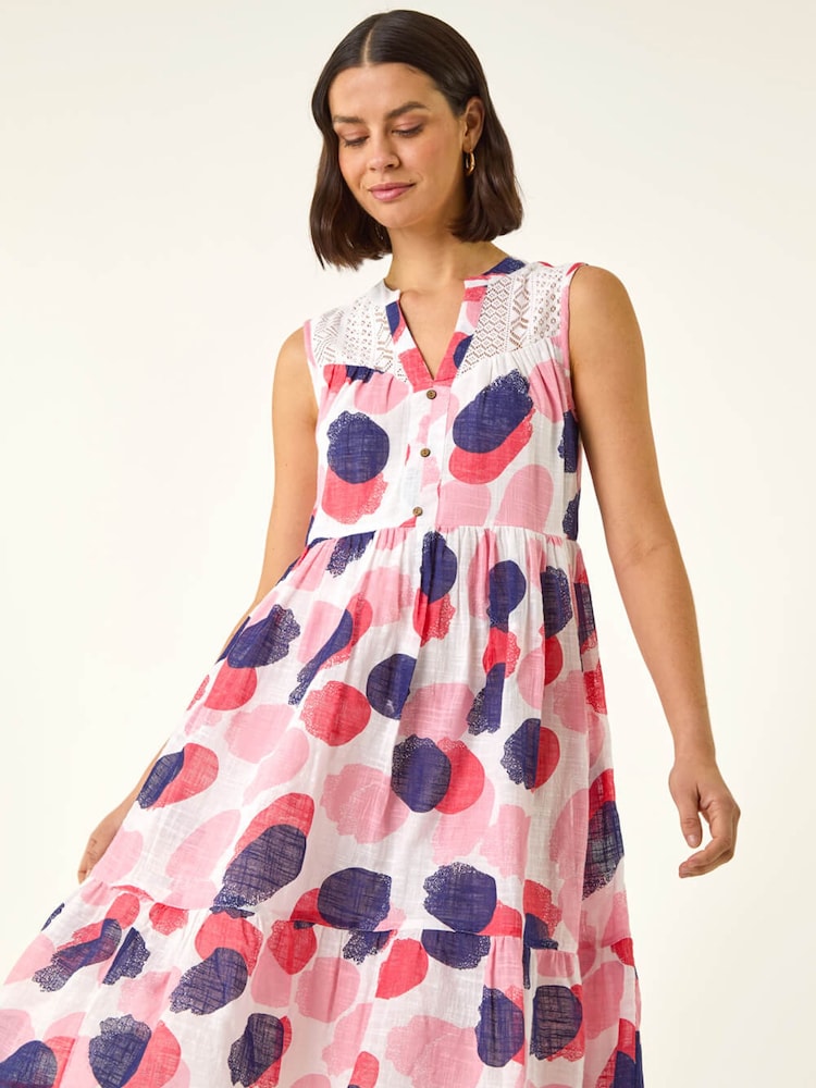 Roman Pink Spot Trim Smock Dress - Image 1 of 5