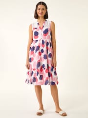 Roman Pink Spot Trim Smock Dress - Image 2 of 5