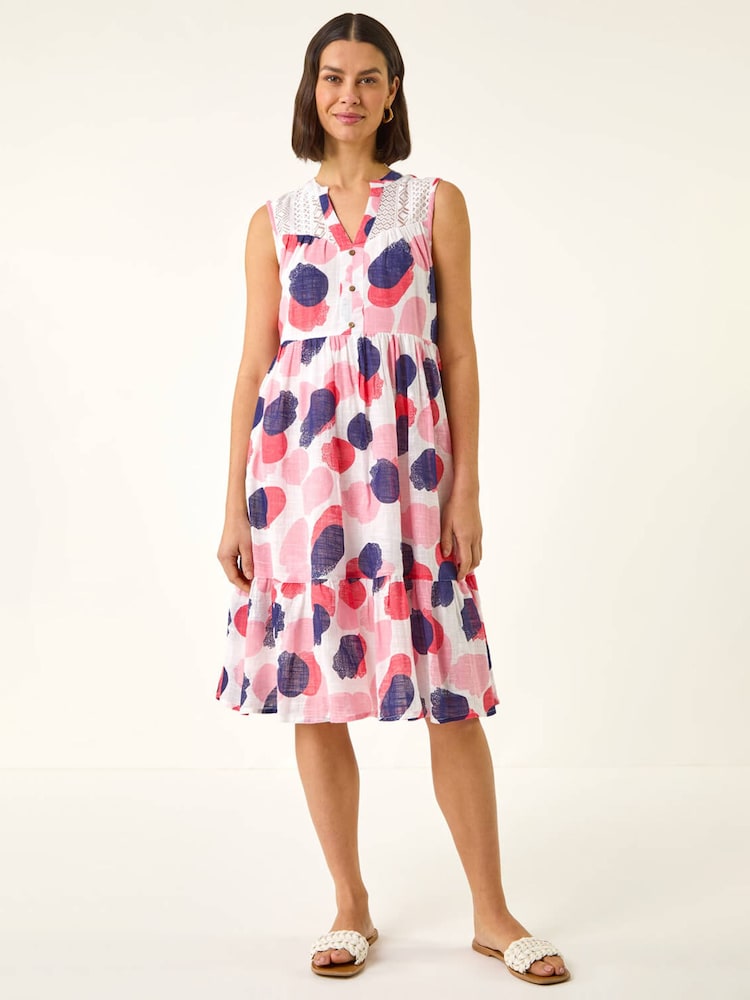 Roman Pink Spot Trim Smock Dress - Image 2 of 5