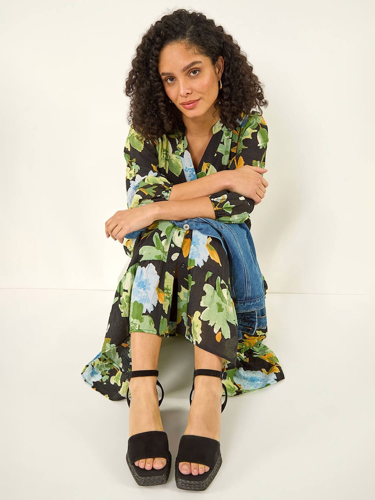 Roman Floral Tiered Button Midi Dress - Bild 1 von 5 Roman Floral Tiered Button Midi Dress - Bild 1 von 5