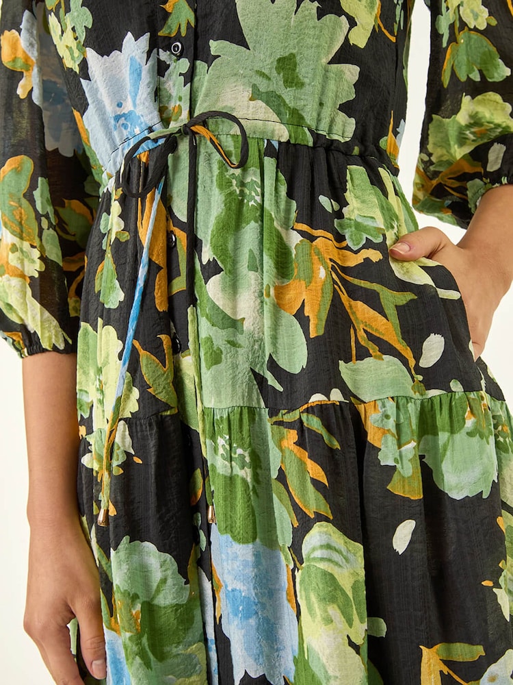 Roman Floral Tiered Button Midi Dress - Bild 5 von 5 Roman Floral Tiered Button Midi Dress - Bild 5 von 5