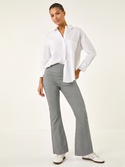 Roman Black Dogtooth Stretch Wide Leg Trousers - Image 2 of 5