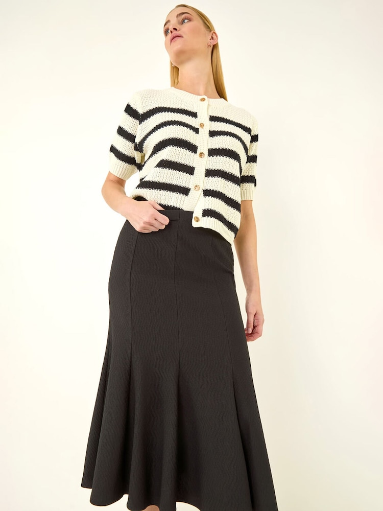 Roman Black Textured Panel Stretch Maxi Skirt - Image 1 of 5