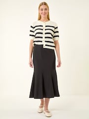 Roman Black Textured Panel Stretch Maxi Skirt - Image 2 of 5