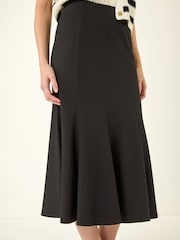 Roman Black Textured Panel Stretch Maxi Skirt - Image 3 of 5