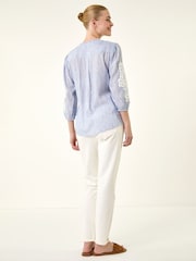 Roman Blue Lace Applique Stripe Shirt - Image 3 of 5