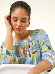 Bluză tip tunică cu imprimeu frunze Roman - Imaginea 4 din 5