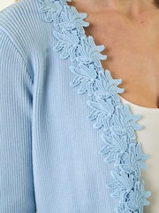 أزرق - سترة كارديغان محبوكة بتشذيب دانتيل من Roman - Image 5 of 5