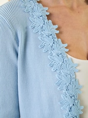 Roman Blue Lace Trim Knit Cardigan - Image 6 of 6