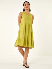 Roman Green Cotton Trim Detail Smock Dress - Image 2 of 5