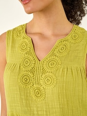 Roman Green Cotton Trim Detail Smock Dress - Image 5 of 5