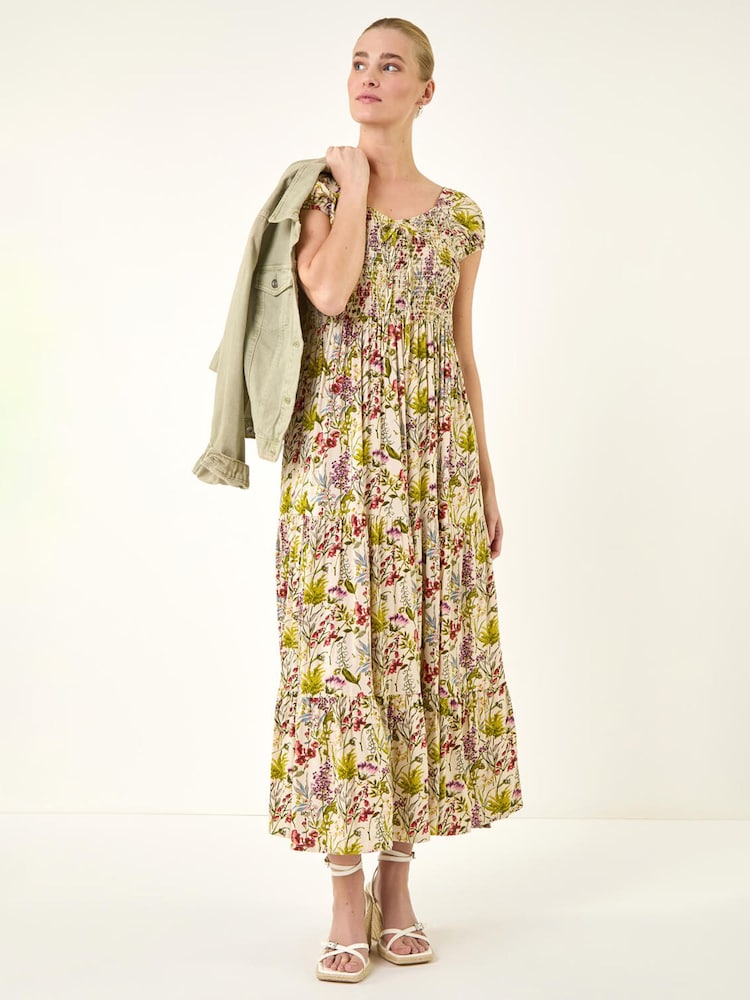 Roman Natural Floral Print Tiered Maxi Dress - Image 2 of 5