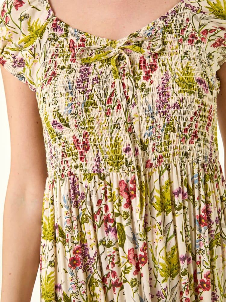 Roman Natural Floral Print Tiered Maxi Dress - Image 5 of 5