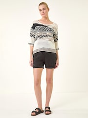 Roman Black Textured Abstract Knit Jumper - Image 2 of 5