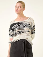 Roman Black Textured Abstract Knit Jumper - Image 4 of 5