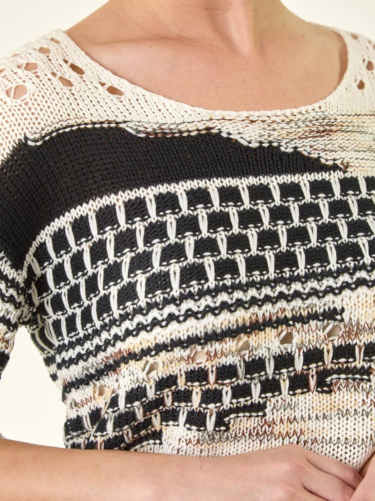 Roman Black Textured Abstract Knit Jumper - Image 5 of 5