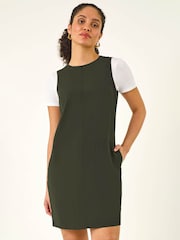 Roman Green Seam Detail Pocket Shift Dress - Image 2 of 5