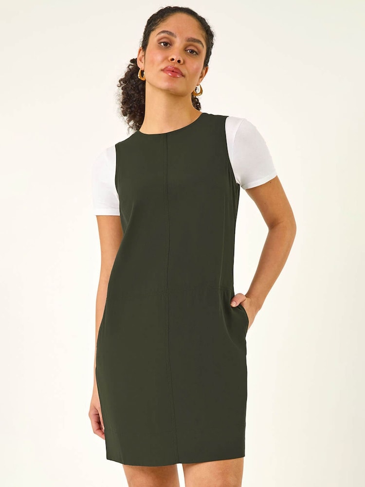 Roman Green Seam Detail Pocket Shift Dress - Image 2 of 5