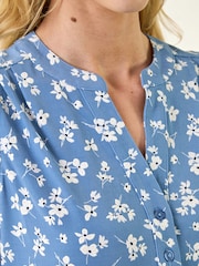 Roman Blue Floral Puff Print Vest Top - Image 5 of 5