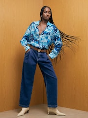 River Island Blue Long Sleeve Abstract Print Blouse - Image 3 of 4