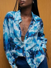 River Island Blue Long Sleeve Abstract Print Blouse - Image 4 of 4