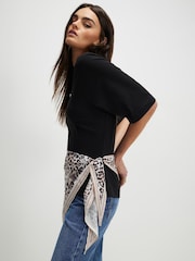 River Island Black Short Sleeve Scarf Detail T-Shirt - Image 3 of 4