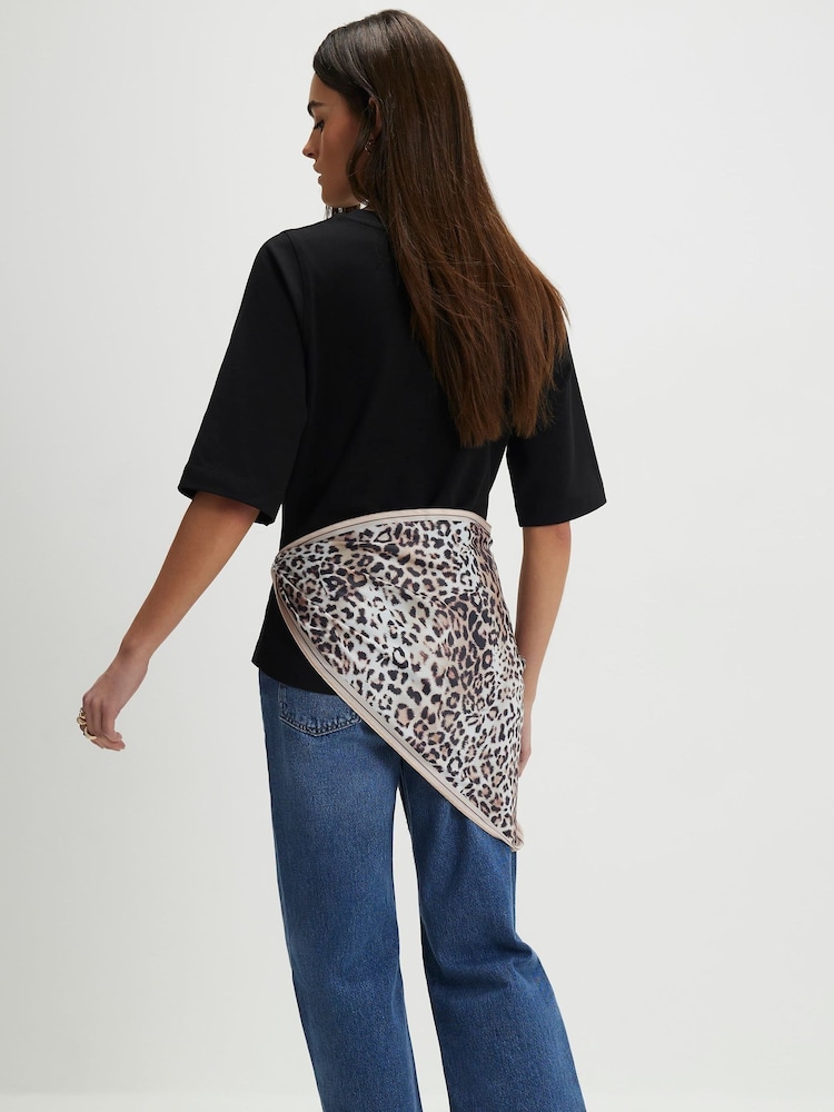 River Island Black Short Sleeve Scarf Detail T-Shirt - Image 4 of 4