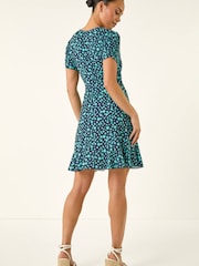 Roman Black Petite Spot Frill Hem Dress - Image 3 of 5