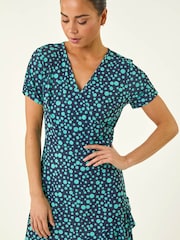 Roman Black Petite Spot Frill Hem Dress - Image 4 of 5