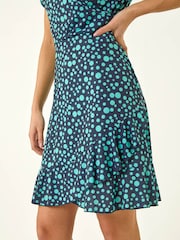 Roman Black Petite Spot Frill Hem Dress - Image 5 of 5